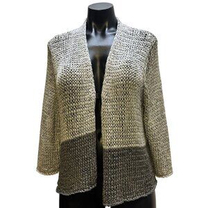 NWT Eileen Fisher Open Twist Moon Straight Cardigan Gray L